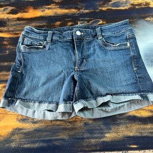 WHITE HOUSE BLACK MARKET Jean Shorts Denim Blue Women's Stretchy Cuffed Hem